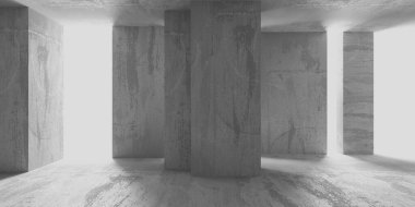 Soyut iç dizayn beton oda. Mimarlık geçmişi. 3d oluşturma