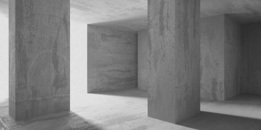 Soyut mimari iç plan. Modern beton oda. 3d oluşturma
