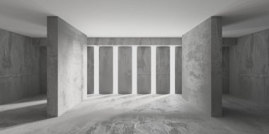 Soyut boş modern iç mekan. Beton duvarlar. Mimarlık geçmişi. 3d oluşturma