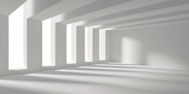 Boş Oda. Soyut Fütürist İçişleri. 3d Görüntüleme