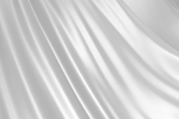 滑らかな白い布の背景 エレガントな波状のシルクサテンの質感 3Dレンダリング — ストック写真