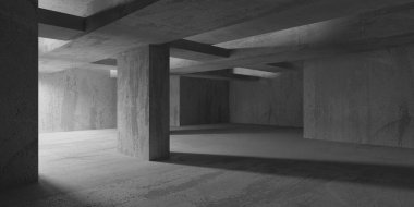 Soyut mimari iç plan. Modern beton oda. 3d oluşturma