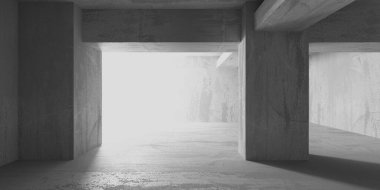 Soyut mimari iç plan. Modern beton oda. 3d oluşturma