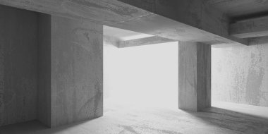 Soyut mimari iç plan. Modern beton oda. 3d oluşturma