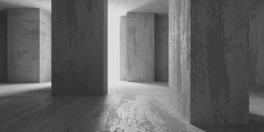 Soyut mimari iç plan. Modern beton oda. 3d oluşturma