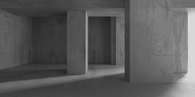 Soyut mimari iç plan. Modern beton oda. 3d oluşturma