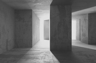 Soyut iç dizayn beton oda. Mimarlık geçmişi. 3d oluşturma