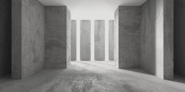 Soyut mimari iç plan. Modern beton oda. 3d oluşturma