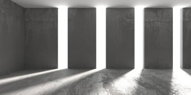 Soyut iç dizayn beton oda. Mimarlık geçmişi. 3d oluşturma