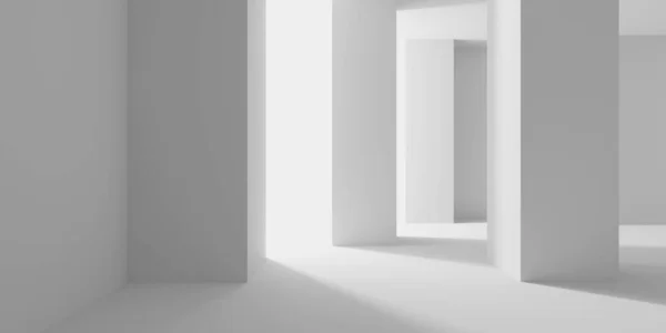 White Abstract Modern Architecture Interior Background. 3d Render Illustration