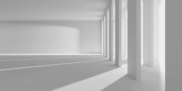 Μινιμαλιστικός Χώρος Δωματίου Λευκό Καθαρό Κενό Αρχιτεκτονικό Εσωτερικό Απόδοση — Φωτογραφία Αρχείου