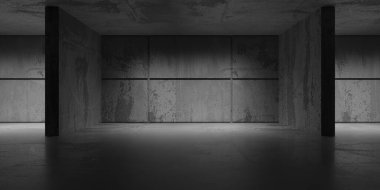 Soyut boş modern iç mekan. Beton duvarlar. Mimarlık geçmişi. 3d oluşturma