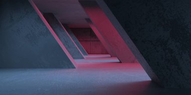 Soyut mimari iç plan. Modern beton oda. 3d oluşturma