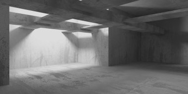 Soyut iç dizayn beton oda. Mimarlık geçmişi. 3d oluşturma