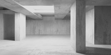 Soyut mimari iç plan. Modern beton oda. 3d oluşturma
