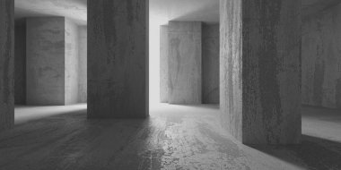 Soyut iç dizayn beton oda. Mimarlık geçmişi. 3d oluşturma