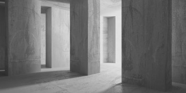 Soyut boş modern iç mekan. Beton duvarlar. Mimarlık geçmişi. 3d oluşturma