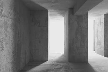 Soyut mimari iç plan. Modern beton oda. 3d oluşturma