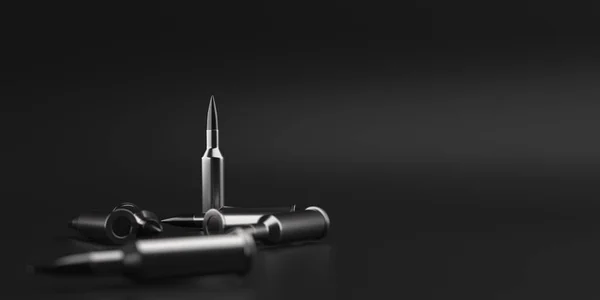 Tüfek Mermileri Cephane Arka Planı Askeri Teknoloji Afişi Oluşturma — Stok fotoğraf