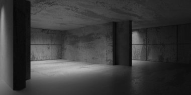 Soyut iç dizayn beton oda. Mimarlık geçmişi. 3d oluşturma