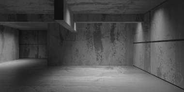 Soyut boş modern iç mekan. Beton duvarlar. Mimarlık geçmişi. 3d oluşturma