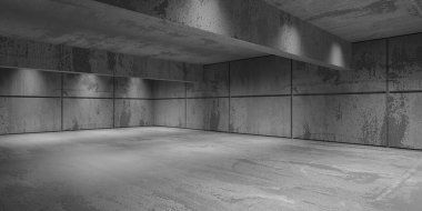 Soyut iç dizayn beton oda. Mimarlık geçmişi. 3d oluşturma