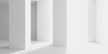 Beyaz Modern mimari iç arka plan. 3D render illüstrasyon