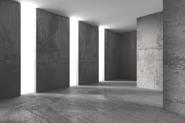 Abstracto Interior Moderno Vacío Paredes Hormigón Fondo Arquitectónico Renderizado —  Fotos de Stock
