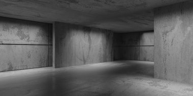 Soyut boş modern iç mekan. Beton duvarlar. Mimarlık geçmişi. 3d oluşturma