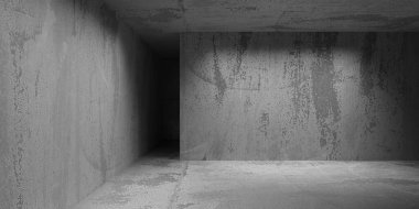 Soyut mimari iç plan. Modern beton oda. 3d oluşturma