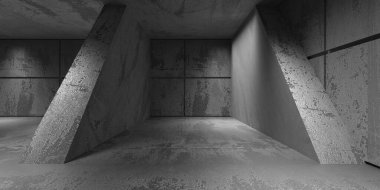 Soyut iç dizayn beton oda. Mimarlık geçmişi. 3d oluşturma