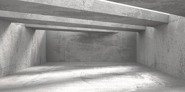 Soyut mimari iç plan. Modern beton oda. 3d oluşturma