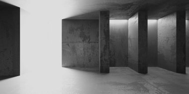 Soyut iç dizayn beton oda. Mimarlık geçmişi. 3d oluşturma