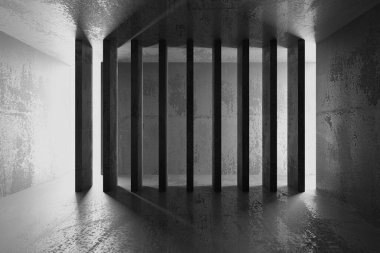 Soyut mimari iç plan. Modern beton oda. 3d oluşturma