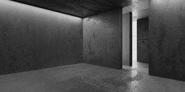 Soyut boş modern iç mekan. Beton duvarlar. Mimarlık geçmişi. 3d oluşturma