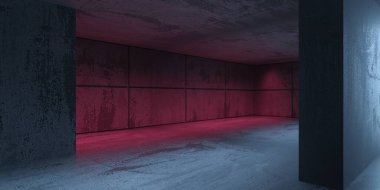 Soyut boş modern iç mekan. Beton duvarlar. Mimarlık geçmişi. 3d oluşturma