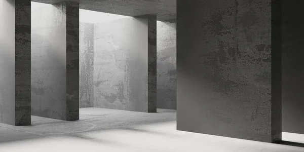 Abstract Empty Modern Interior Concrete Walls Architectural Background Rendering — Stock Photo, Image