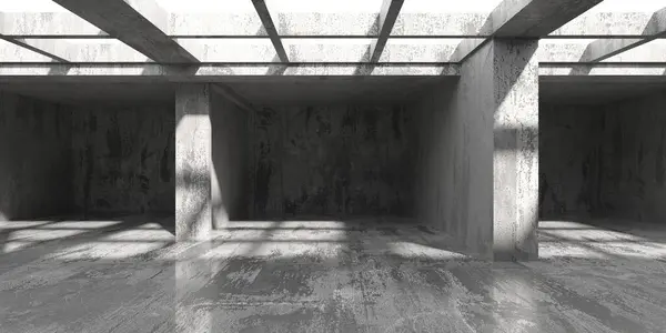 Αφηρημένη Εσωτερική Διακόσμηση Τσιμεντένιο Δωμάτιο Αρχιτεκτονικό Υπόβαθρο Απόδοση — Φωτογραφία Αρχείου