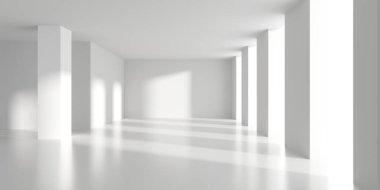 Beyaz Modern mimari iç arka plan. 3D render illüstrasyon