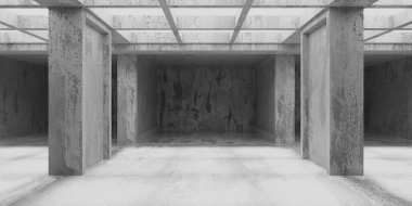 Soyut mimari iç plan. Modern beton oda. 3d oluşturma