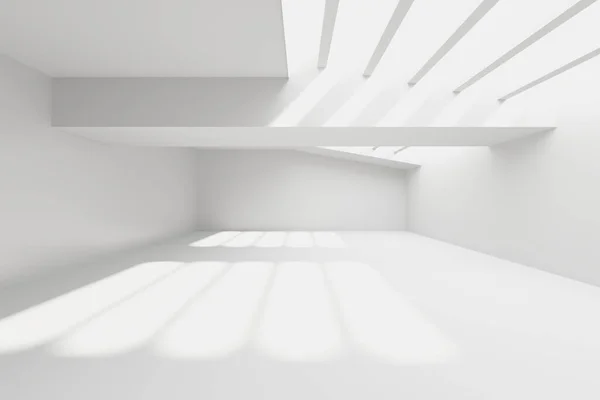 White Abstract Arquitetura Moderna Fundo Interior Ilustração Renderização — Fotografia de Stock