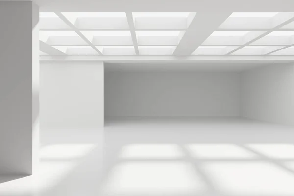 Bílý Abstraktní Moderní Architektury Interiéru Pozadí Vykreslování Obrázku — Stock fotografie