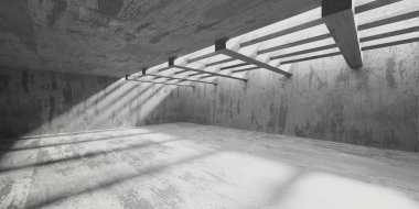 Soyut iç dizayn beton oda. Mimarlık geçmişi. 3d oluşturma