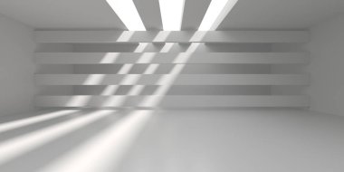 Boş Oda. Soyut Fütürist İçişleri. 3d Görüntüleme