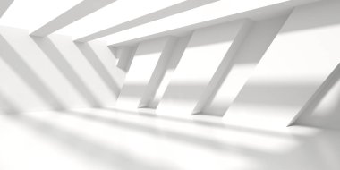 Beyaz Modern mimari iç arka plan. 3D render illüstrasyon