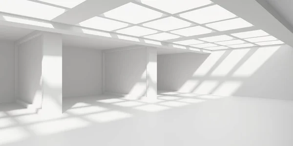 Fondo Interior Arquitectura Moderna Abstracta Blanca Ilustración Renderizado — Foto de Stock