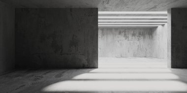 Soyut iç dizayn beton oda. Mimarlık geçmişi. 3d oluşturma