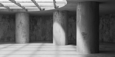 Soyut mimari iç plan. Modern beton oda. 3d oluşturma