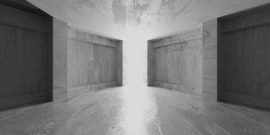 Soyut iç dizayn beton oda. Mimarlık geçmişi. 3d oluşturma