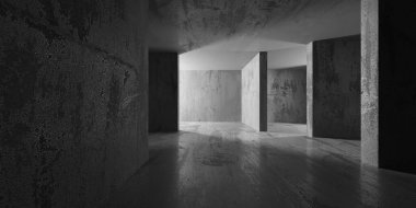 Soyut boş modern iç mekan. Beton duvarlar. Mimarlık geçmişi. 3d oluşturma